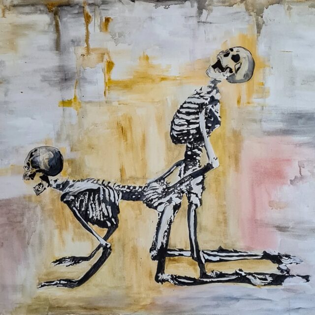 Peace and Love
Acrylic Brush on Canvas
85x100
1,5kg
2025
Direct link: https://theguycalledrabbit.com/shop/bold-pop-art-paintings/peace-and-love
#ArtCollectors #whiterabbitartist #studiopaint #factorybarcelona #peaceandlove✌ #paintingoftheday #artstudio #barcelonaart #barcelonaartgallery #artefigurativo #skeleton #contemporaryart #reality #provocativeart #mementomori #canvas #acrylicpainting #artlife #darkhumorart #skeletonart #estilodevida