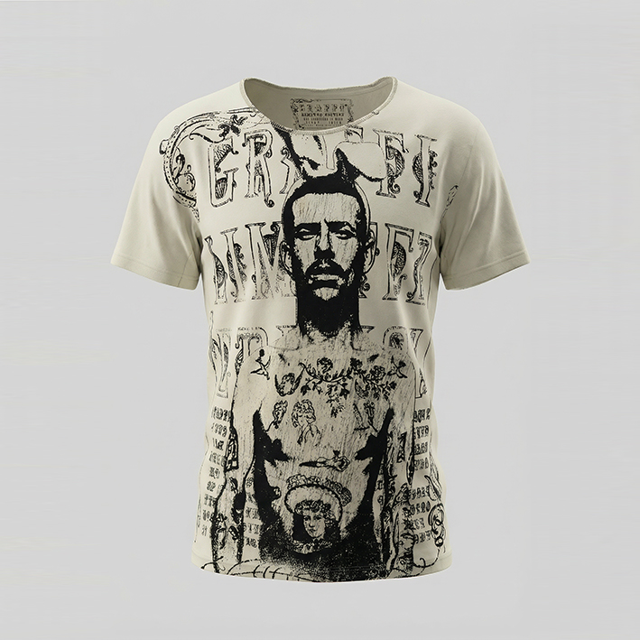 White Rabbit Vintage Bunny Man Tea graphic T-shirt in washed cotton jersey